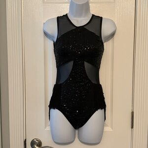 Balera Black Sequin Dance Bodysuit